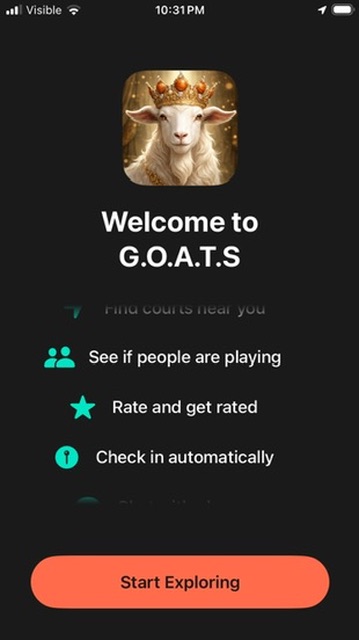 G.O.A.T.S welcome screen